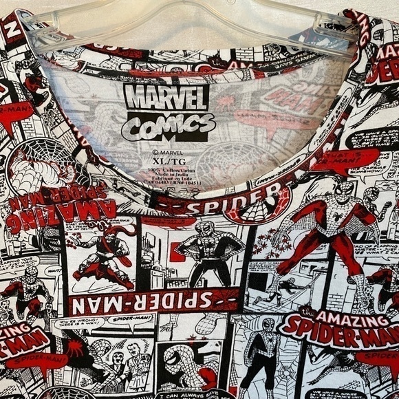 Marvel Comics Amazing Spiderman Comic Strip White T Shirt  Adult XLG - Picture 3 of 9